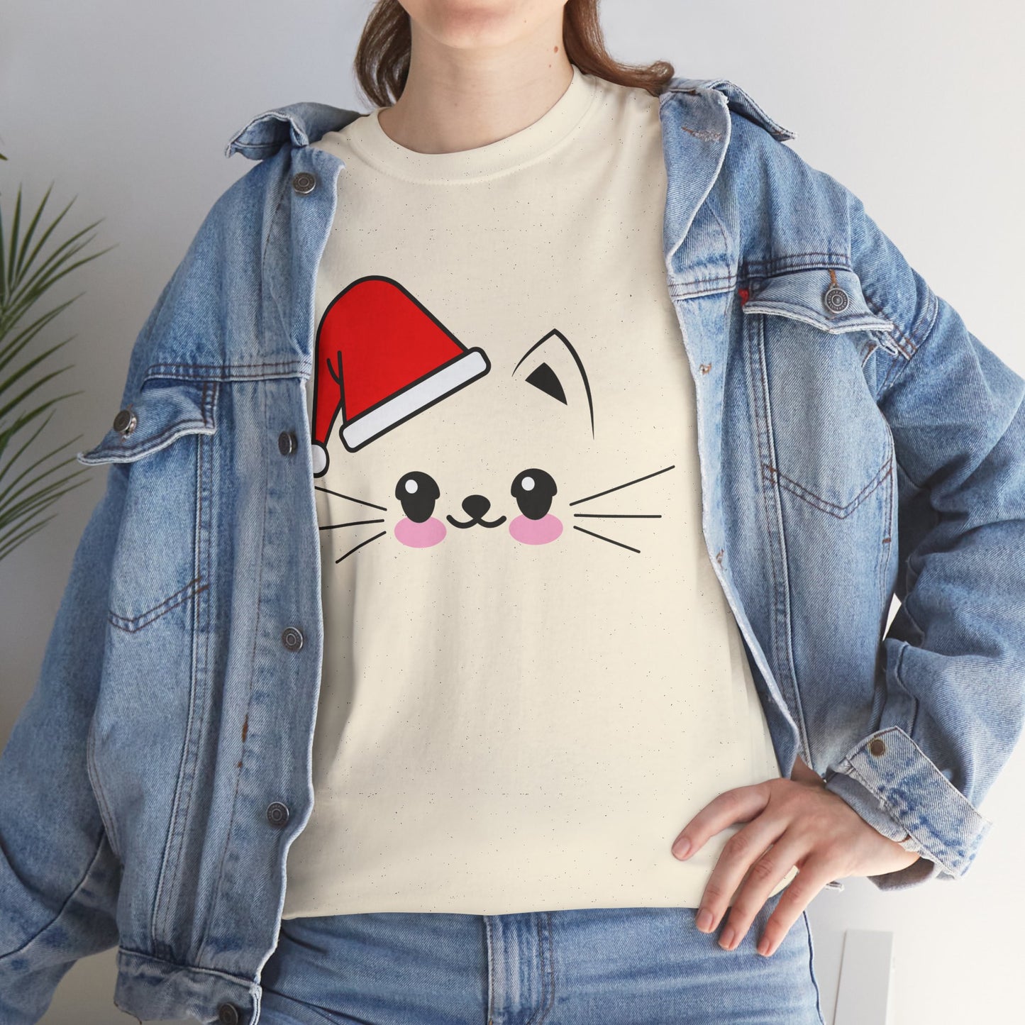 Cat Santa Christmas T-Shirt – Cute Kawaii Cat Holiday Tee (Unisex)