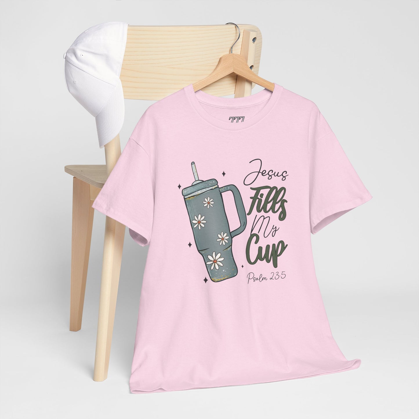 Jesus Fills My Cup Christian Tee – Faith Bible Verse Psalm 23:5 Inspirational Unisex Heavy Cotton T-Shirt