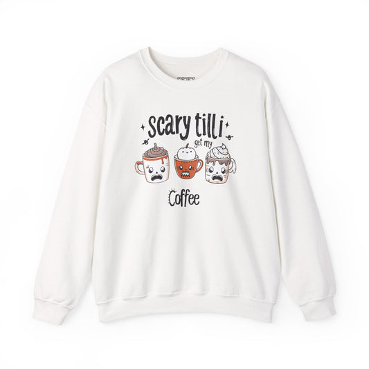 Scary Until I Get My Coffee Unisex Heavy Blend Crewneck Sweatshirt