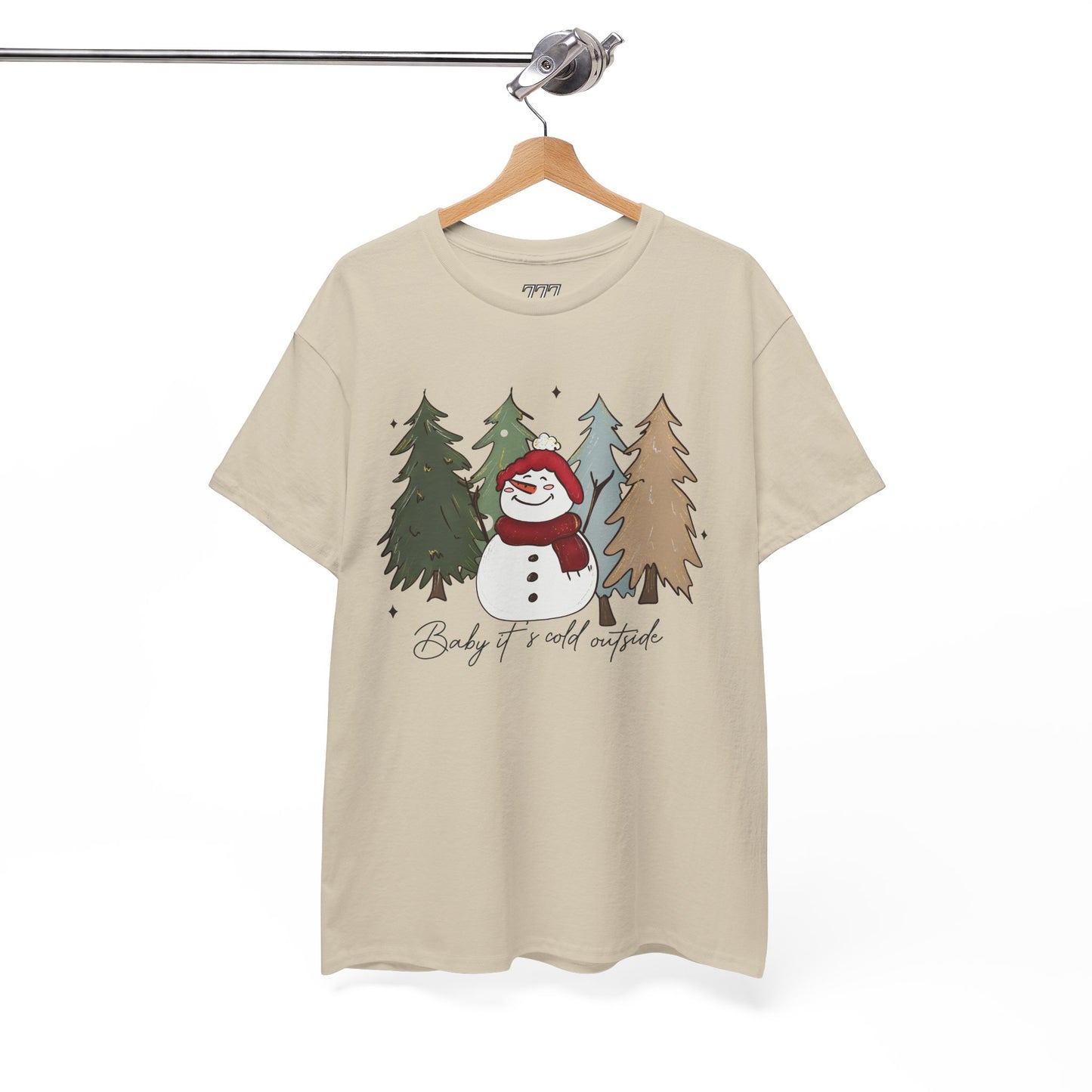 Baby It’s Cold Outside Snowman Christmas Tee – Cozy Winter Aesthetic Holiday Unisex Heavy Cotton T-Shirt