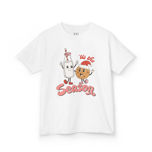 Tis The Season Kids Christmas T-Shirt – Cute Milk & Cookie Holiday Tee
