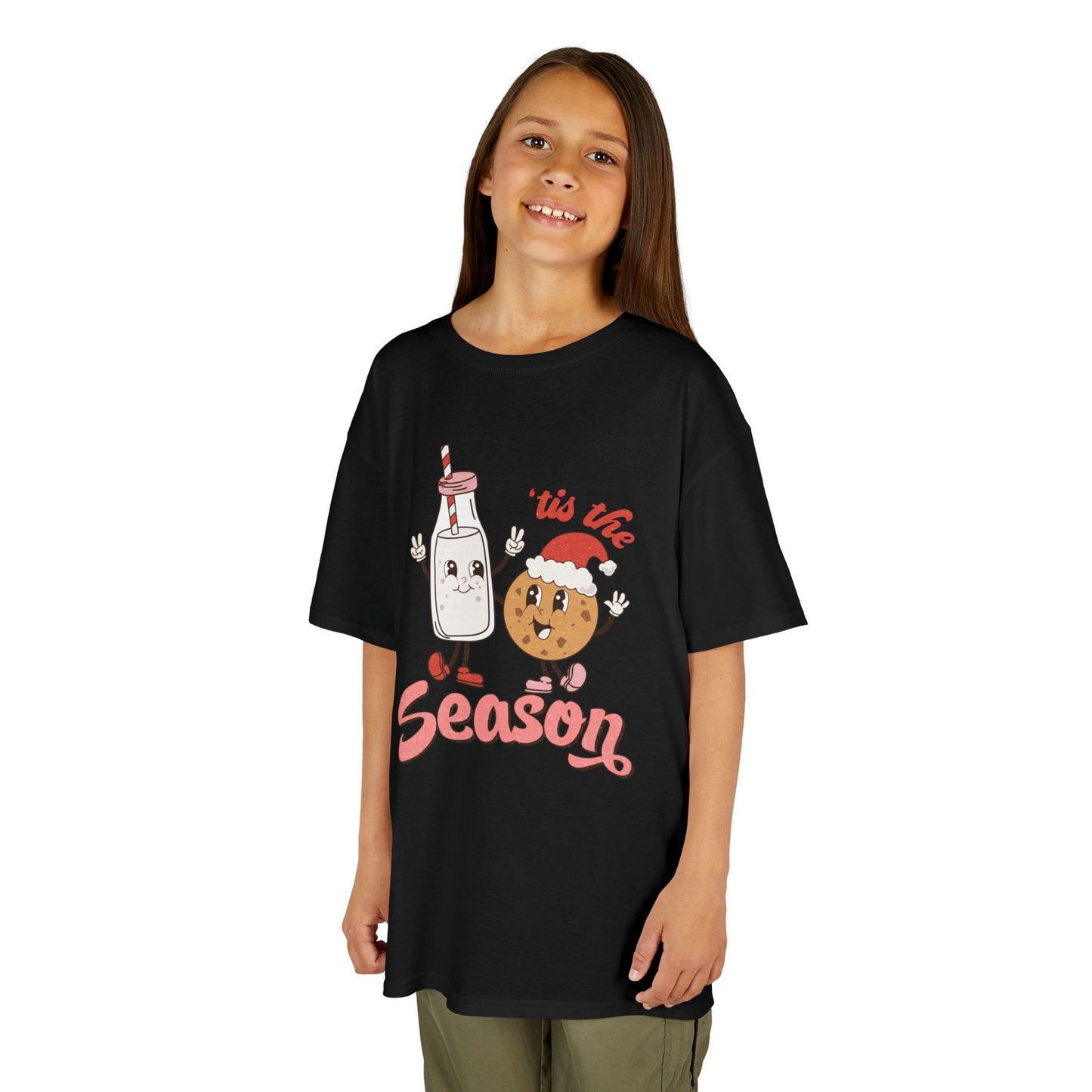 Tis The Season Kids Christmas T-Shirt – Cute Milk & Cookie Holiday Tee