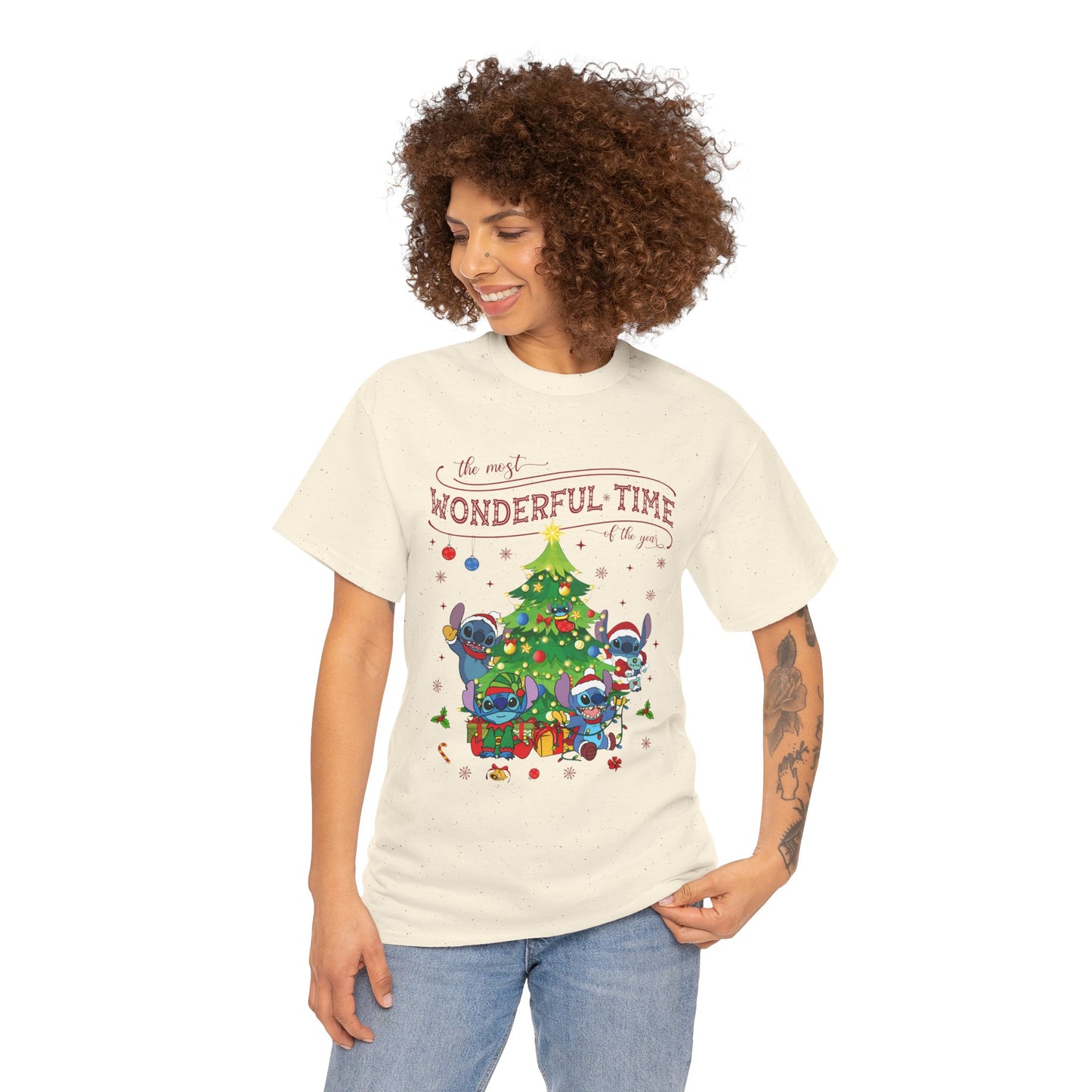 The Most Wonderful Time of the Year Christmas Tee – Cute Holiday Characters Festive Unisex Heavy Cotton T-Shirt