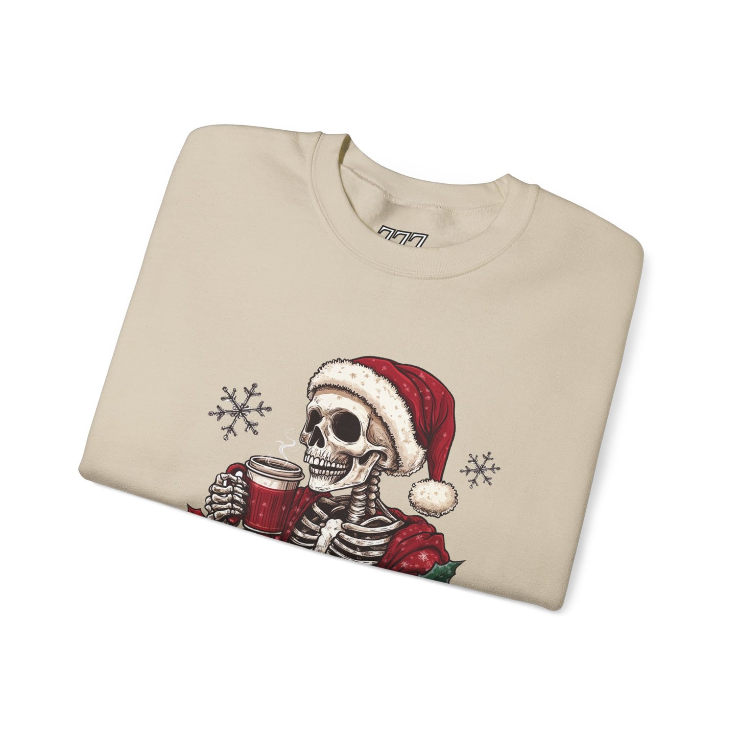 Freezing To Death Skeleton Christmas Crewneck – Funny Holiday Unisex Sweatshirt, Winter Coffee Xmas Pullover