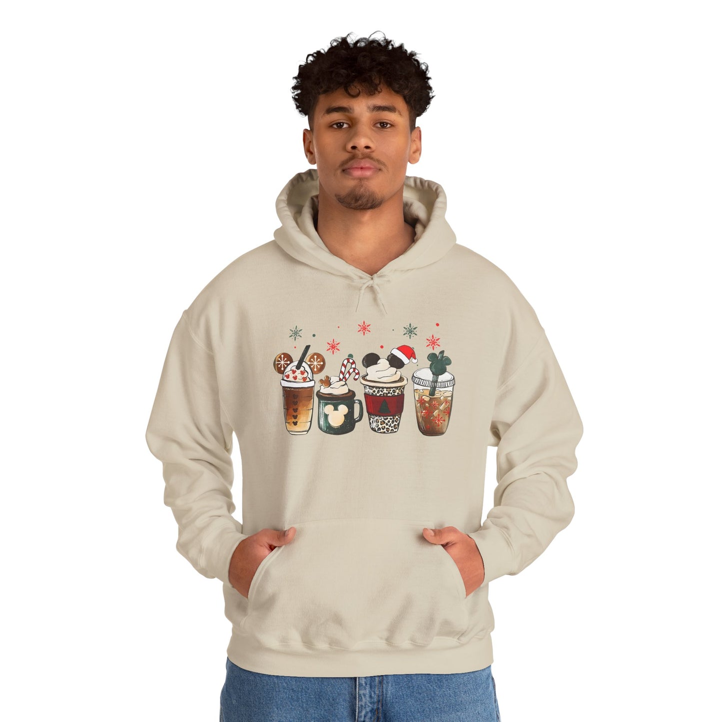 Christmas Coffee Lovers Hoodie – Cute Holiday Drink Art Hooded Sweatshirt (Unisex)