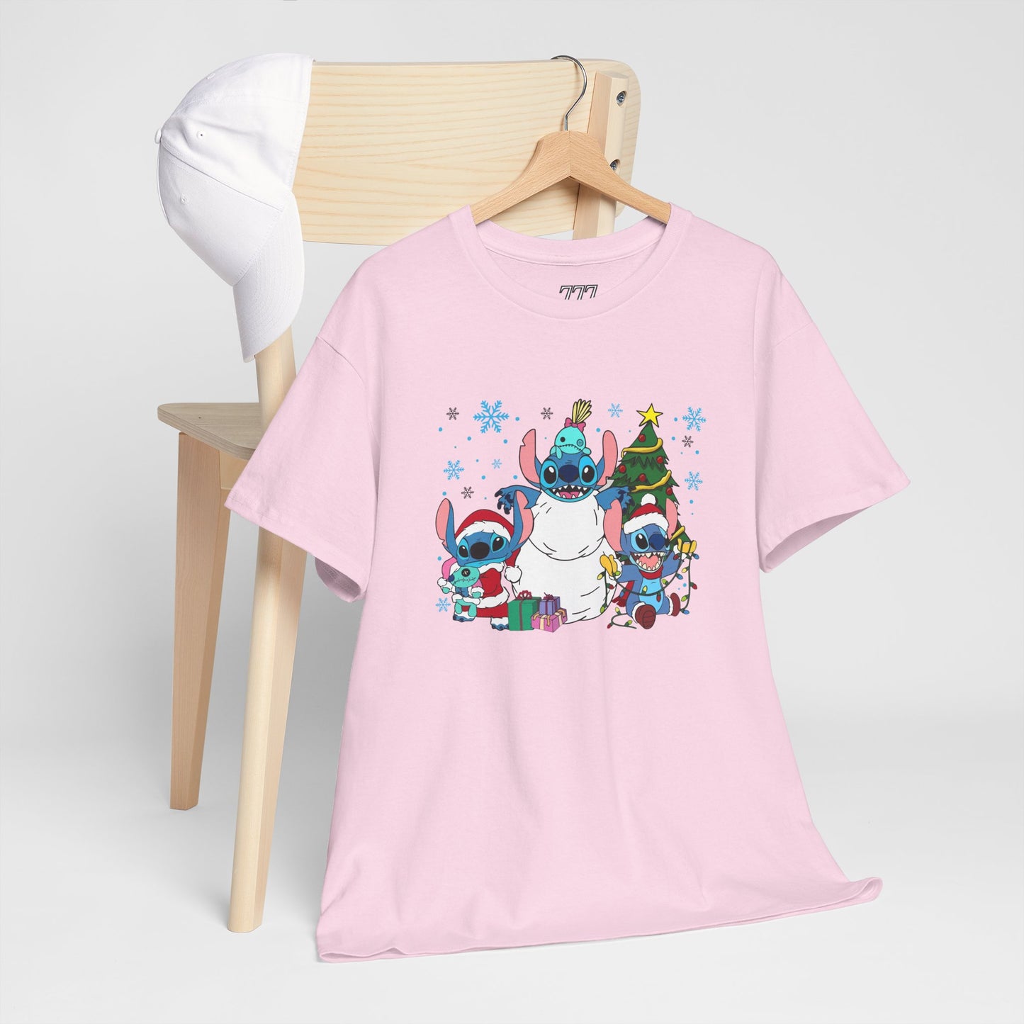 Stitch Christmas Vibes T-Shirt – Cute Holiday Trio Unisex Heavy Cotton Tee
