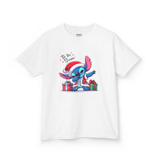 Tis the Season Blue Alien Christmas Kids T-Shirt – Cute Holiday Cartoon Tee