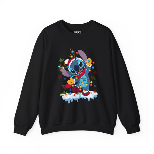 Festive Blue Alien Christmas Lights Unisex Heavy Blend Crewneck Sweatshirt – Cute Holiday Sweater