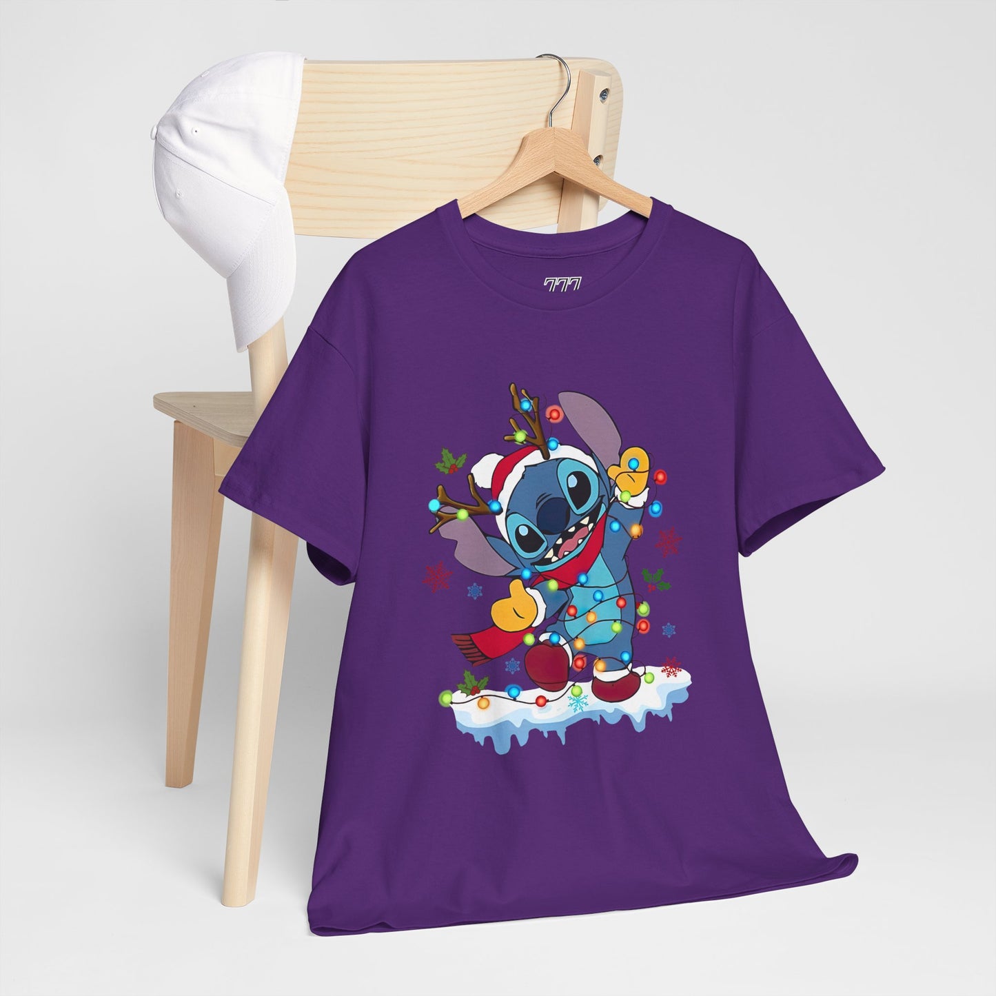 Festive Blue Alien Christmas Lights T-Shirt – Cute Holiday Unisex Tee