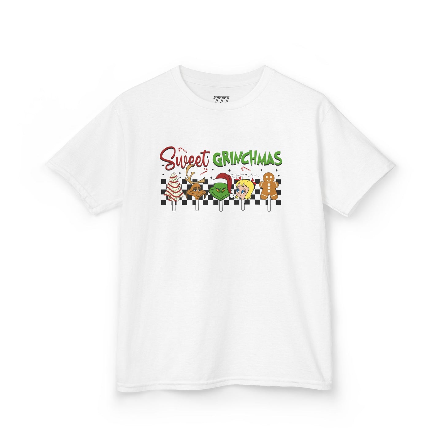 Sweet Grinchmas Candy Christmas Kids Tee – Cute Holiday Treat Characters Kids Heavy Cotton T-Shirt