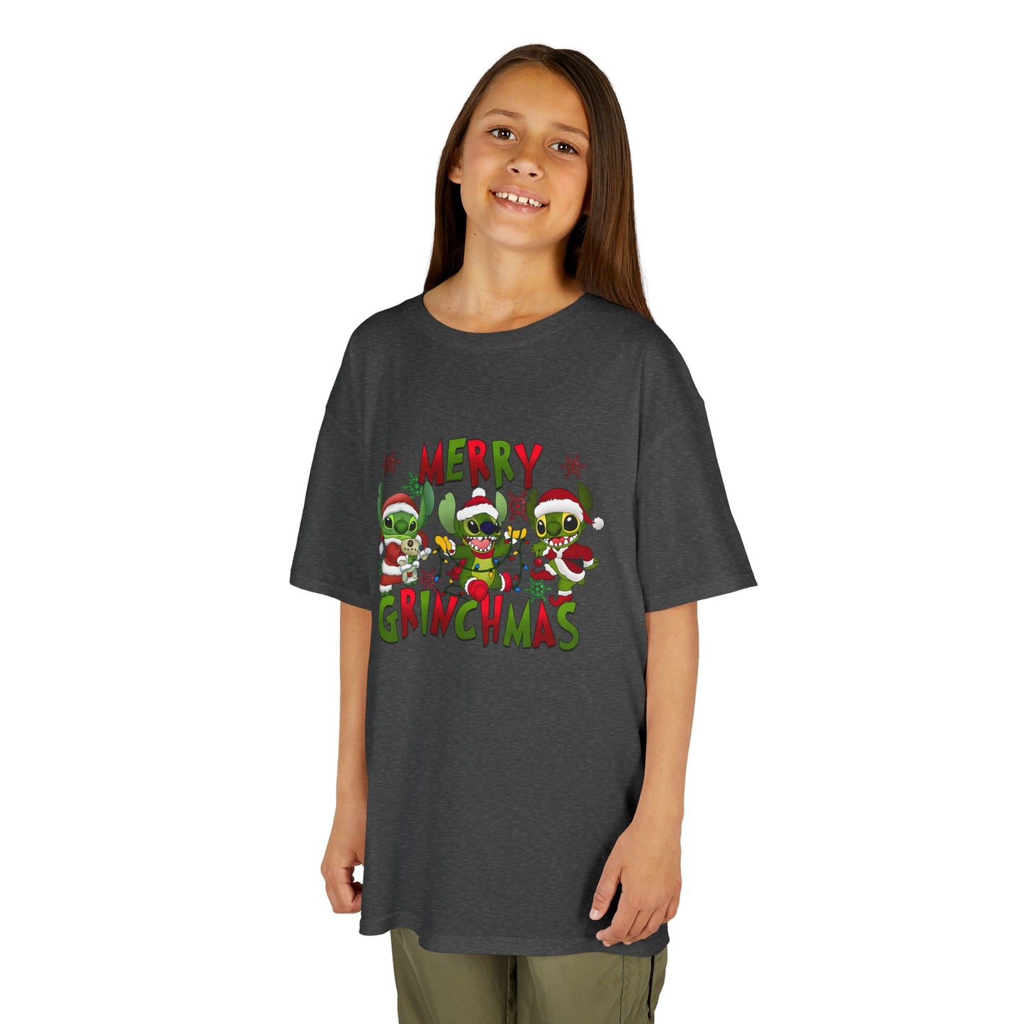 Merry Grinchmas Kids T-Shirt – Funny Christmas Heavy Cotton Holiday Tee