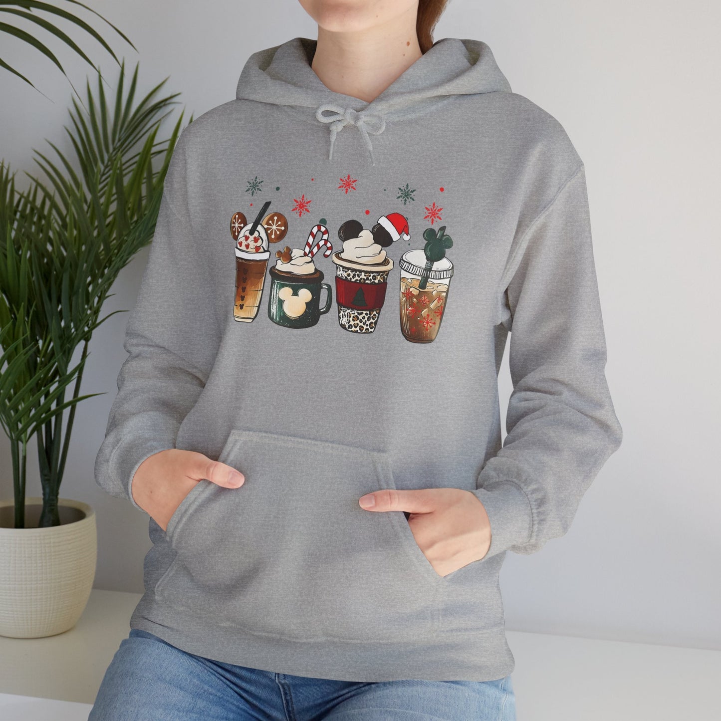 Christmas Coffee Lovers Hoodie – Cute Holiday Drink Art Hooded Sweatshirt (Unisex)