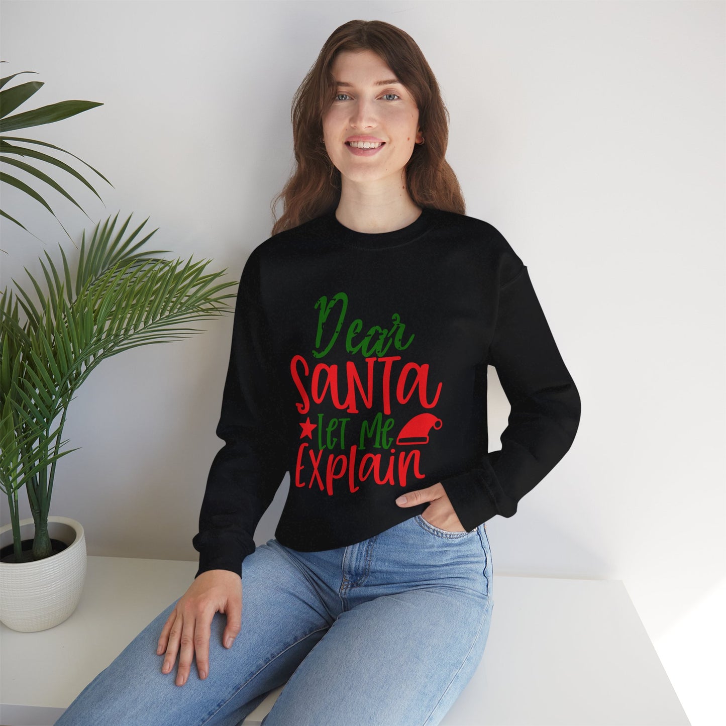 Dear Santa Let Me Explain Sweatshirt – Funny Christmas Unisex Heavy Blend Crewneck