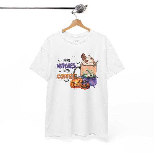 Even Witches Need Coffee Women's Heavy Cotton T-Shirt