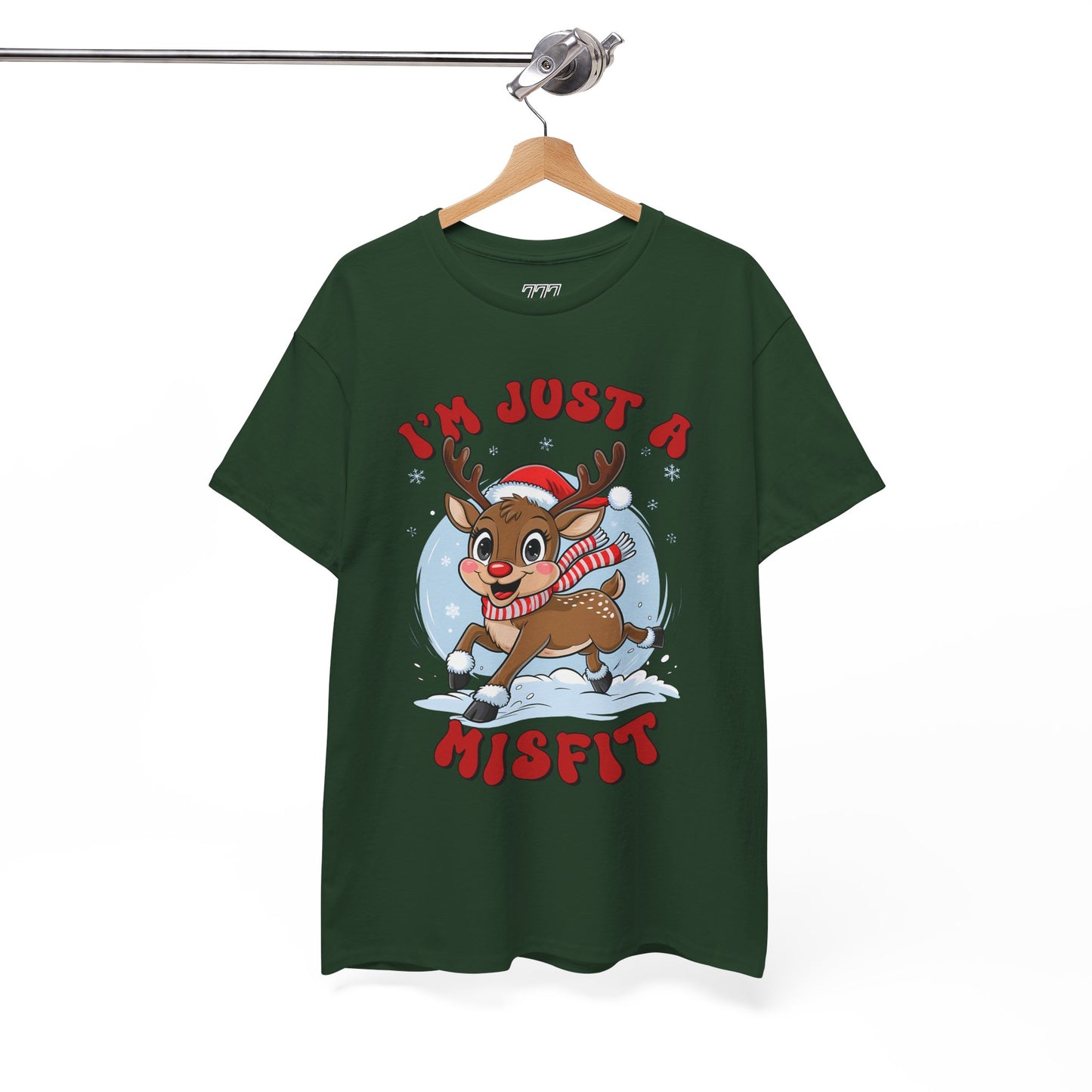 I’m Just a Misfit Unisex Heavy Cotton T-Shirt – Cute Christmas Reindeer Holiday Tee