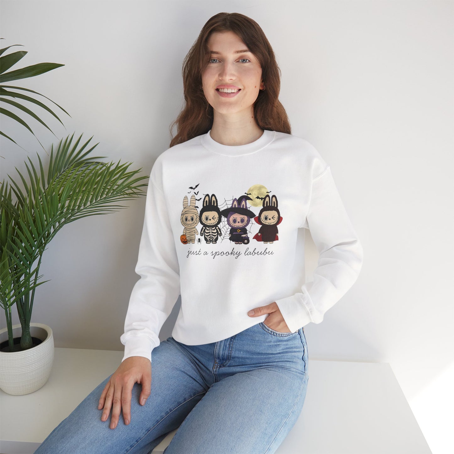 Just A Spooky Labubu Women's Heavy Blend Crewneck Sweatshirt