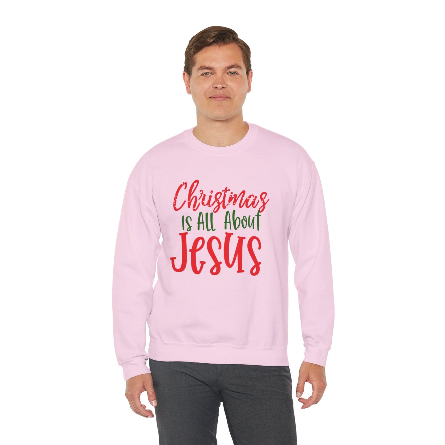 Christmas Is All About Jesus Sweatshirt – Christian Holiday Unisex Heavy Blend Crewneck