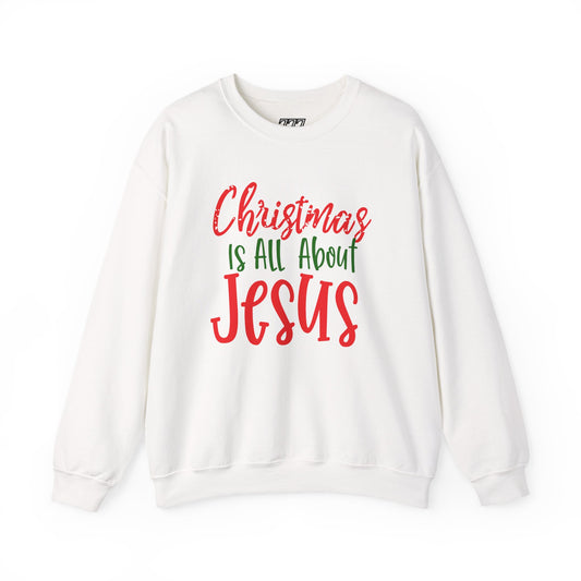 Christmas Is All About Jesus Sweatshirt – Christian Holiday Unisex Heavy Blend Crewneck