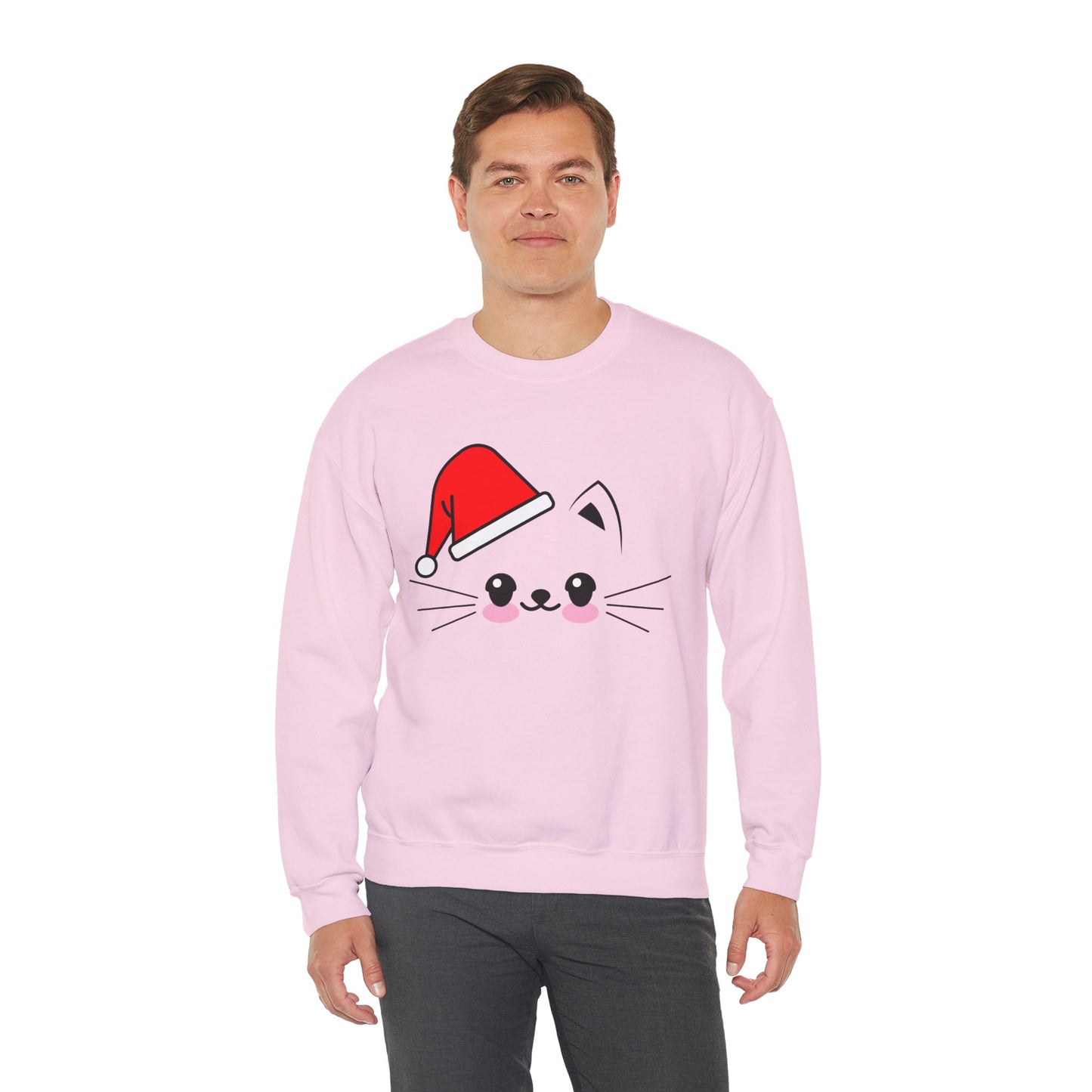 Cat Santa Christmas Crewneck – Cute Kawaii Cat Holiday Sweatshirt (Unisex)