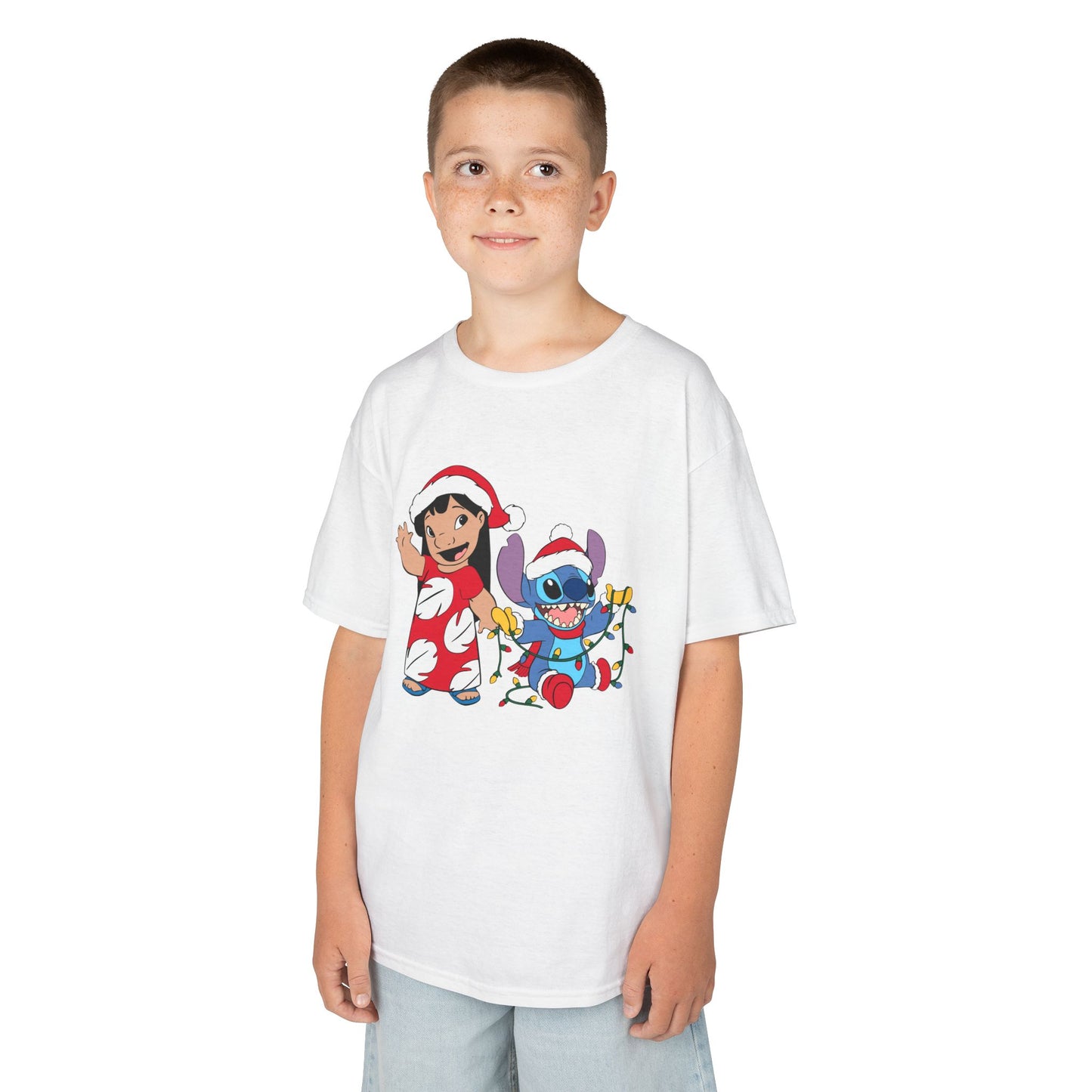 Island Holiday Duo Kids Christmas T-Shirt – Festive Blue Alien & Girl Holiday Tee