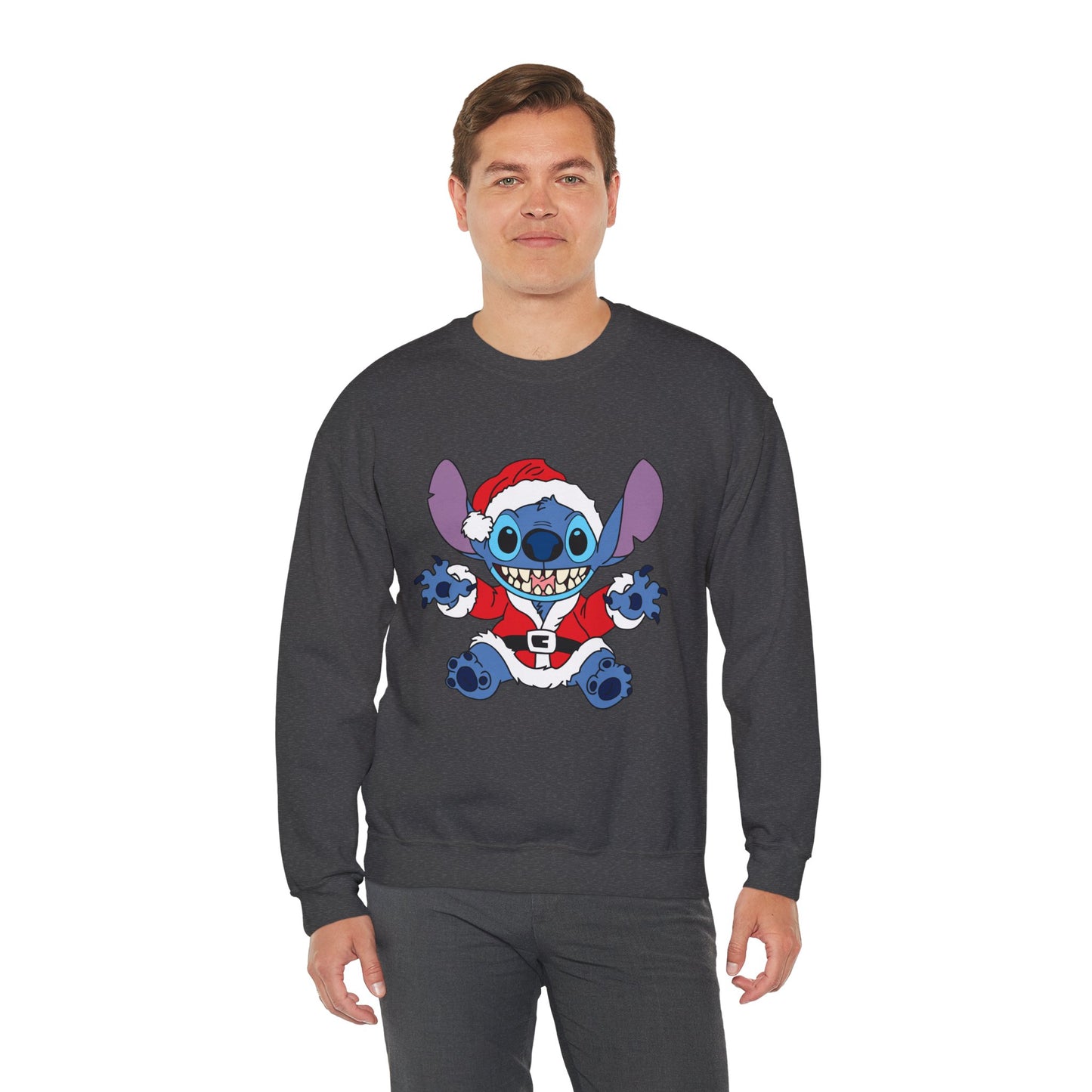 Alien Santa Christmas Crewneck – Cozy Blue Alien Holiday Sweatshirt (Unisex)