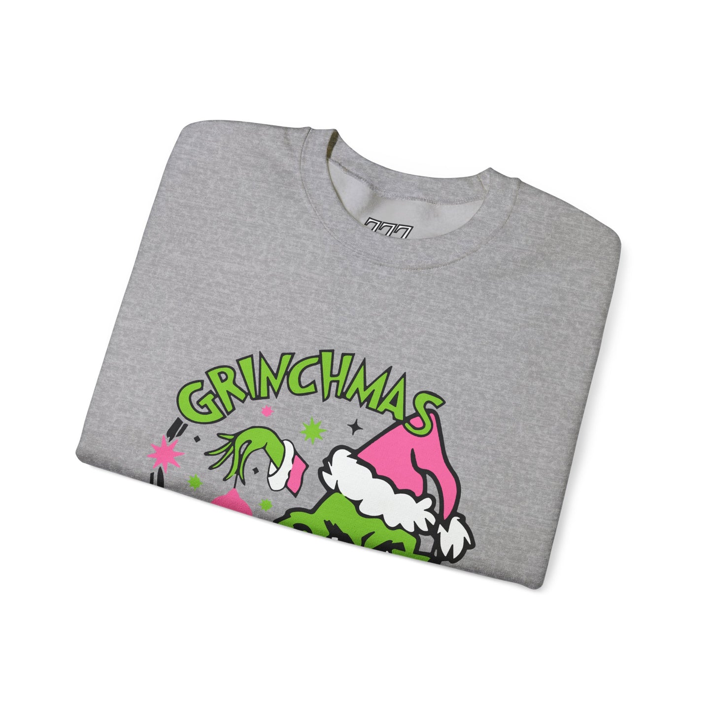 Grinchmas Vibes Funny Christmas Grinch-Inspired Holiday Sweatshirt – Pink Santa Festive Unisex Heavy Blend Crewneck