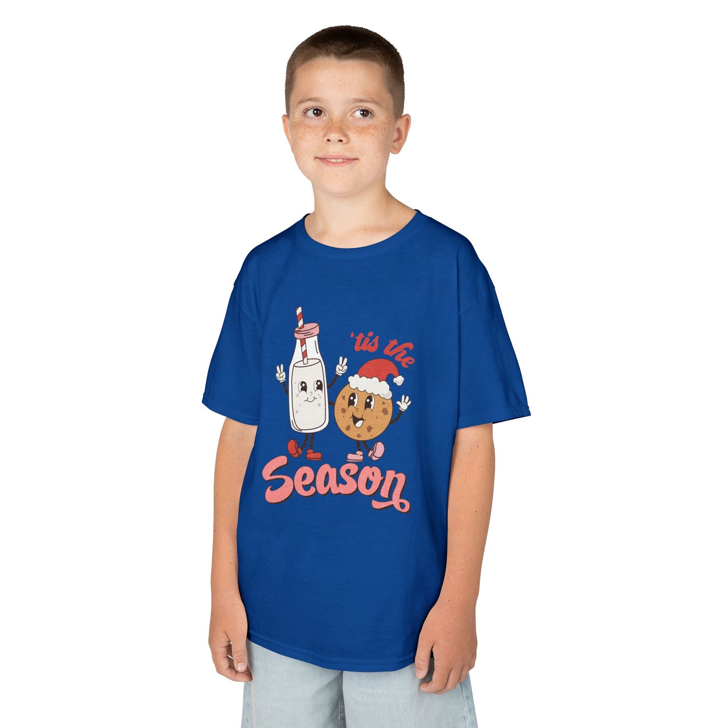 Tis The Season Kids Christmas T-Shirt – Cute Milk & Cookie Holiday Tee