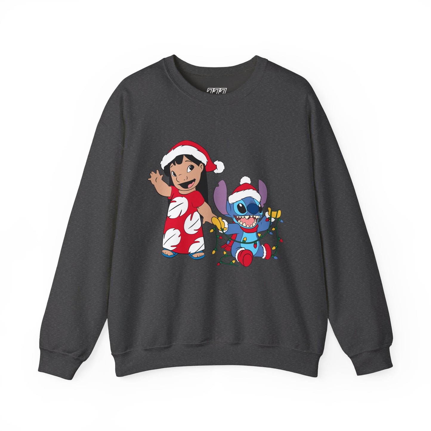 Island Holiday Duo Unisex Christmas Crewneck Sweatshirt – Festive Blue Alien & Girl Holiday Sweater