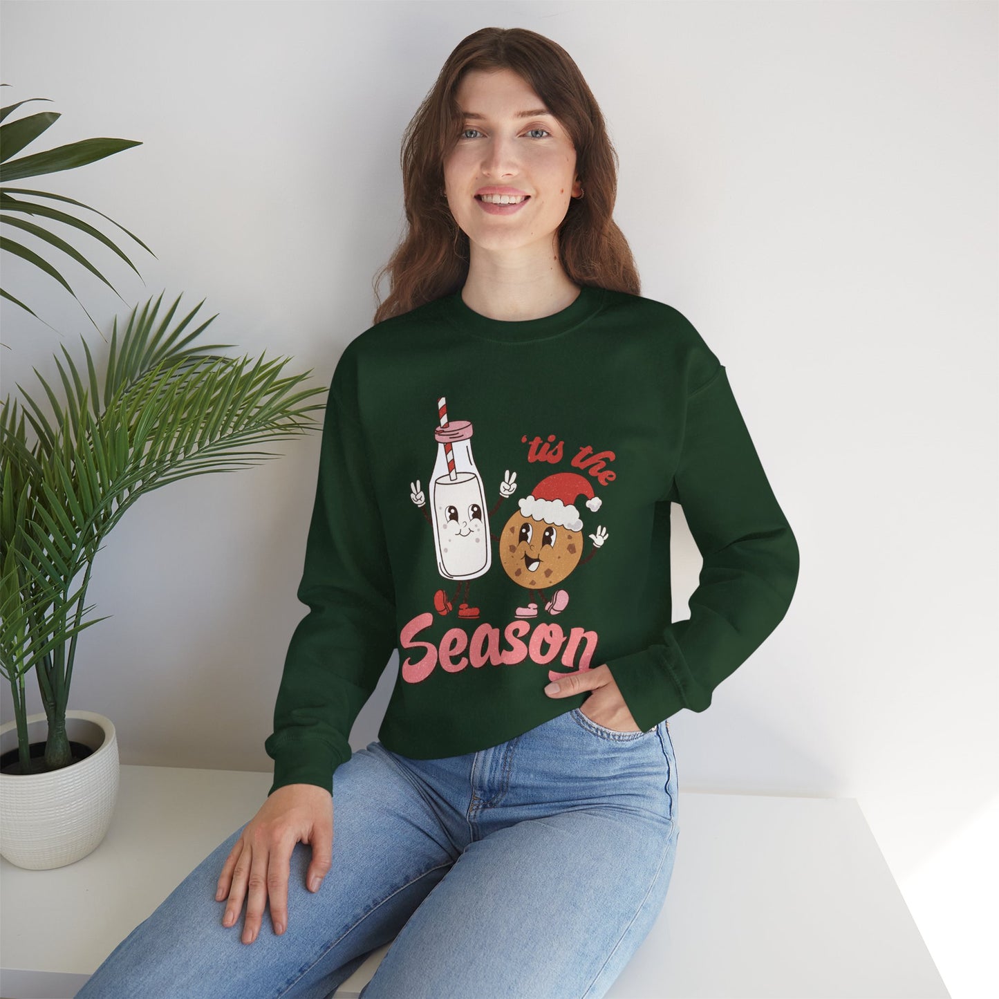 Tis The Season Milk & Cookie Christmas Unisex Heavy Blend Crewneck Sweatshirt