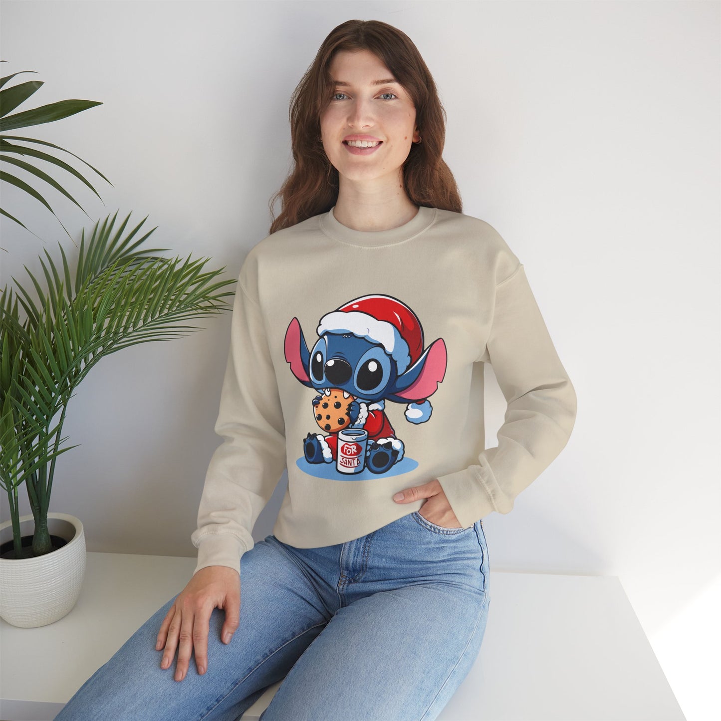 Saint Stitch Christmas Sweatshirt – Cute Holiday Alien Unisex Heavy Blend Crewneck