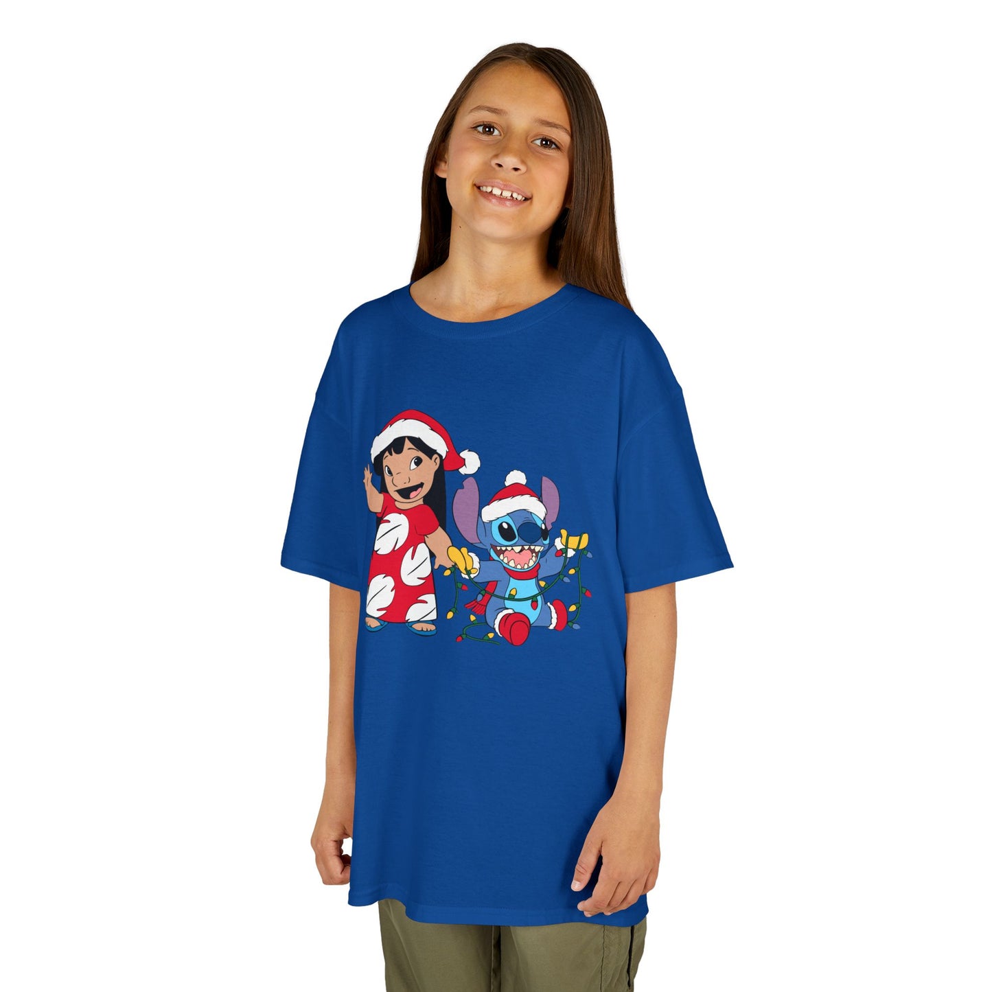 Island Holiday Duo Kids Christmas T-Shirt – Festive Blue Alien & Girl Holiday Tee