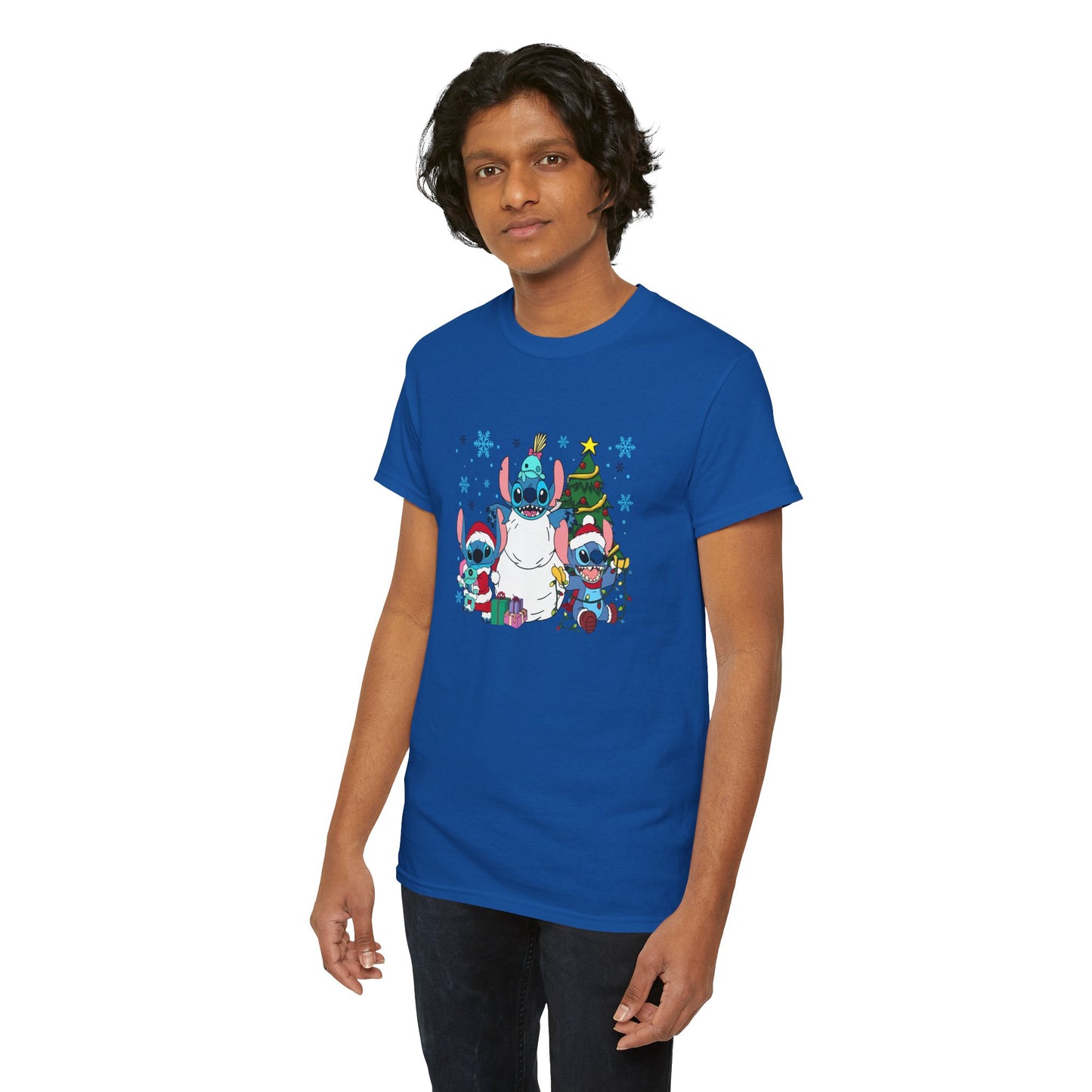 Stitch Christmas Vibes T-Shirt – Cute Holiday Trio Unisex Heavy Cotton Tee