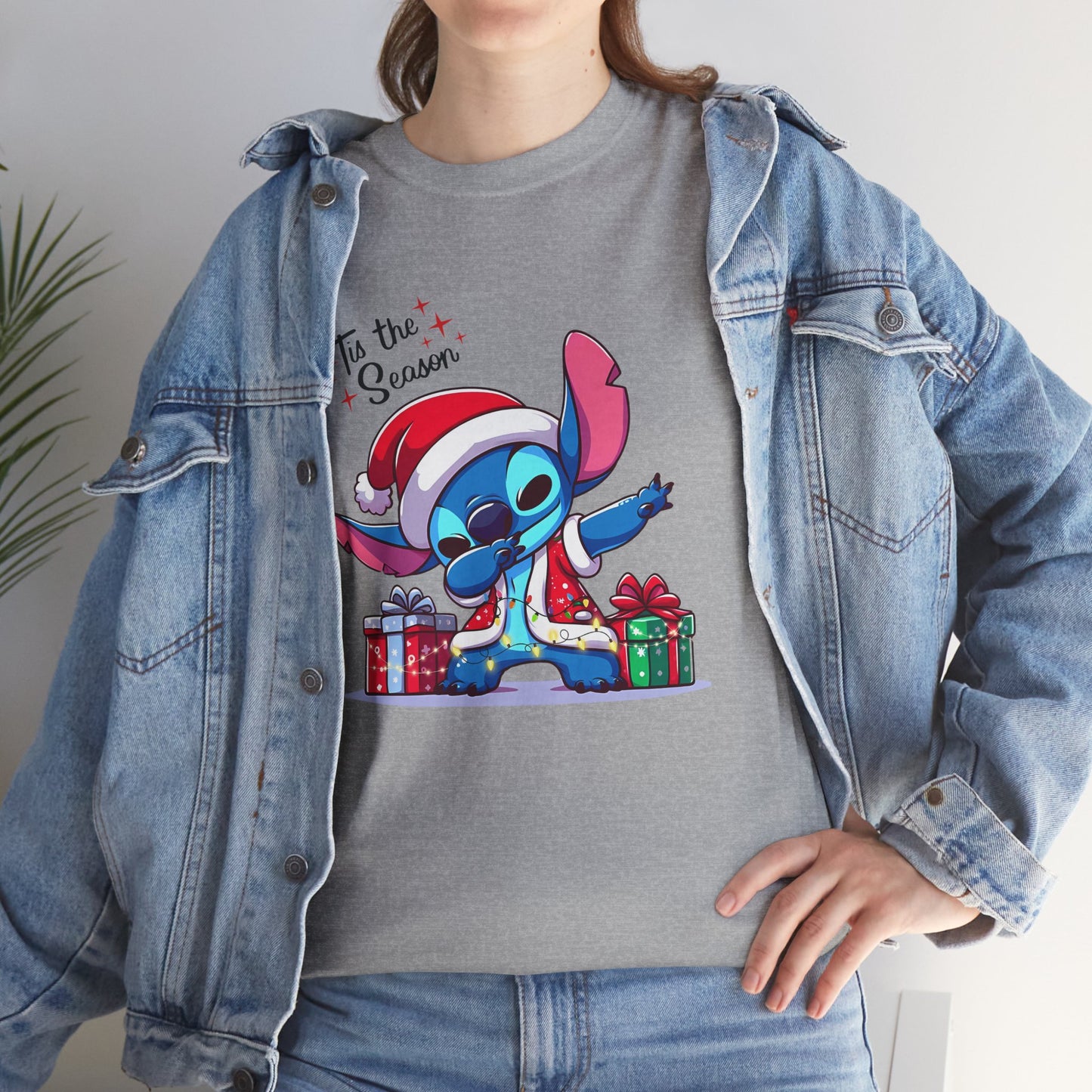Tis the Season Blue Alien Christmas T-Shirt – Cute Holiday Unisex Heavy Cotton Tee