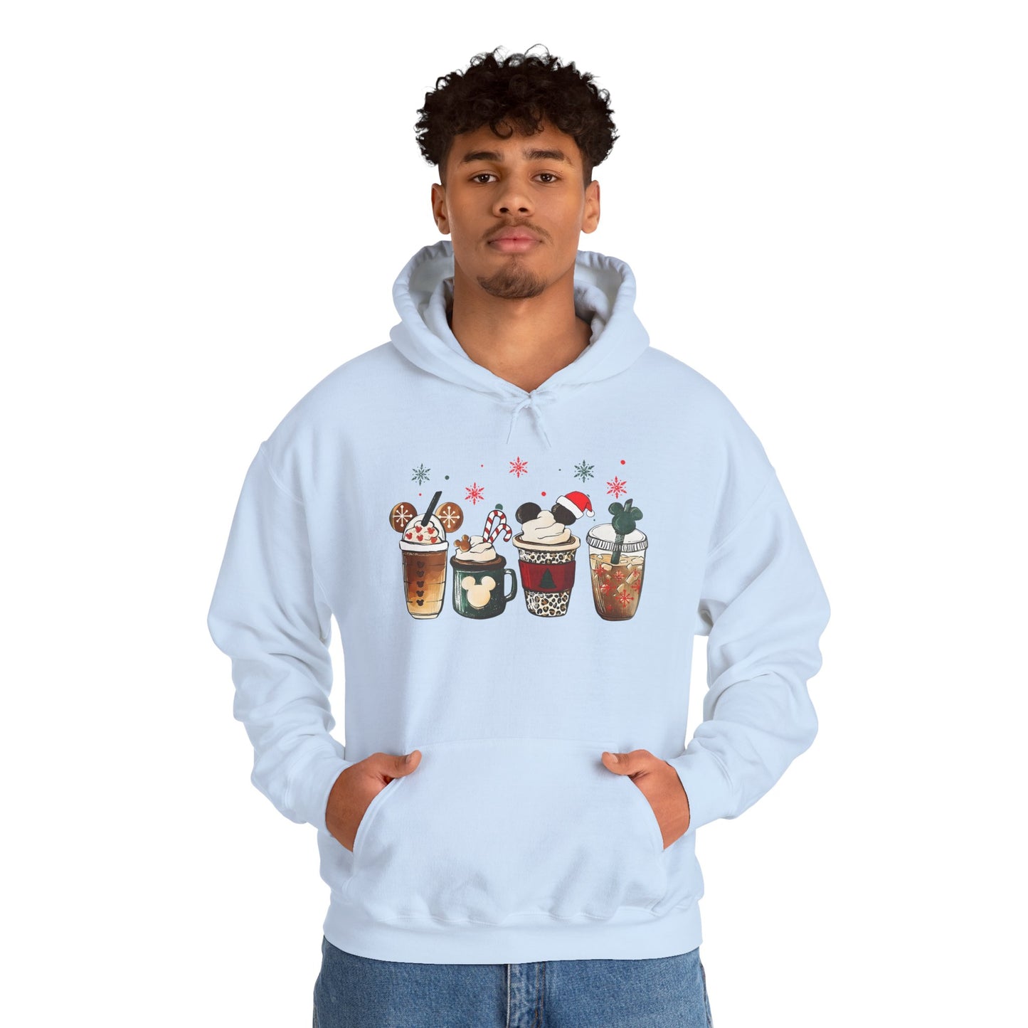 Christmas Coffee Lovers Hoodie – Cute Holiday Drink Art Hooded Sweatshirt (Unisex)
