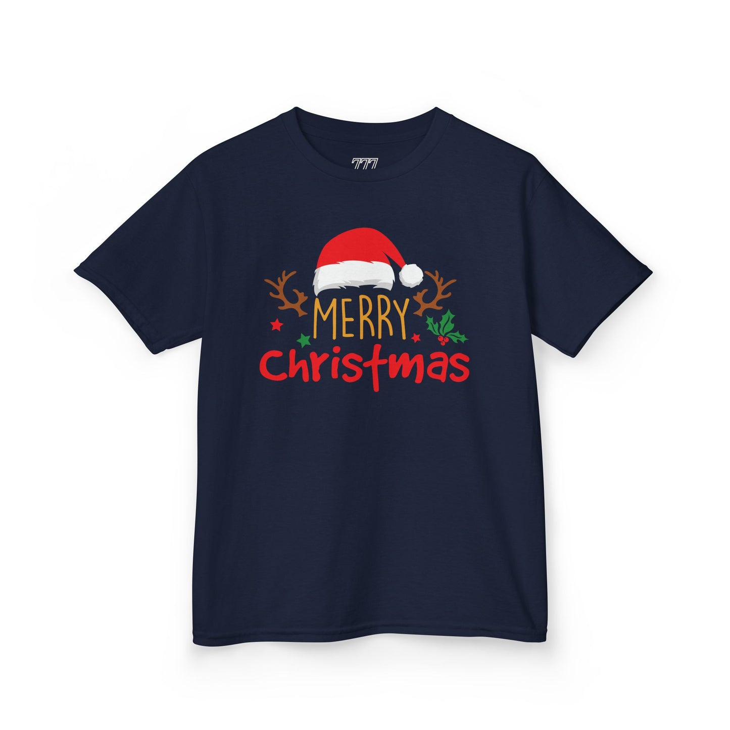 Merry Christmas Reindeer Kids T-Shirt – Cute Holiday Santa Hat Xmas Graphic Tee