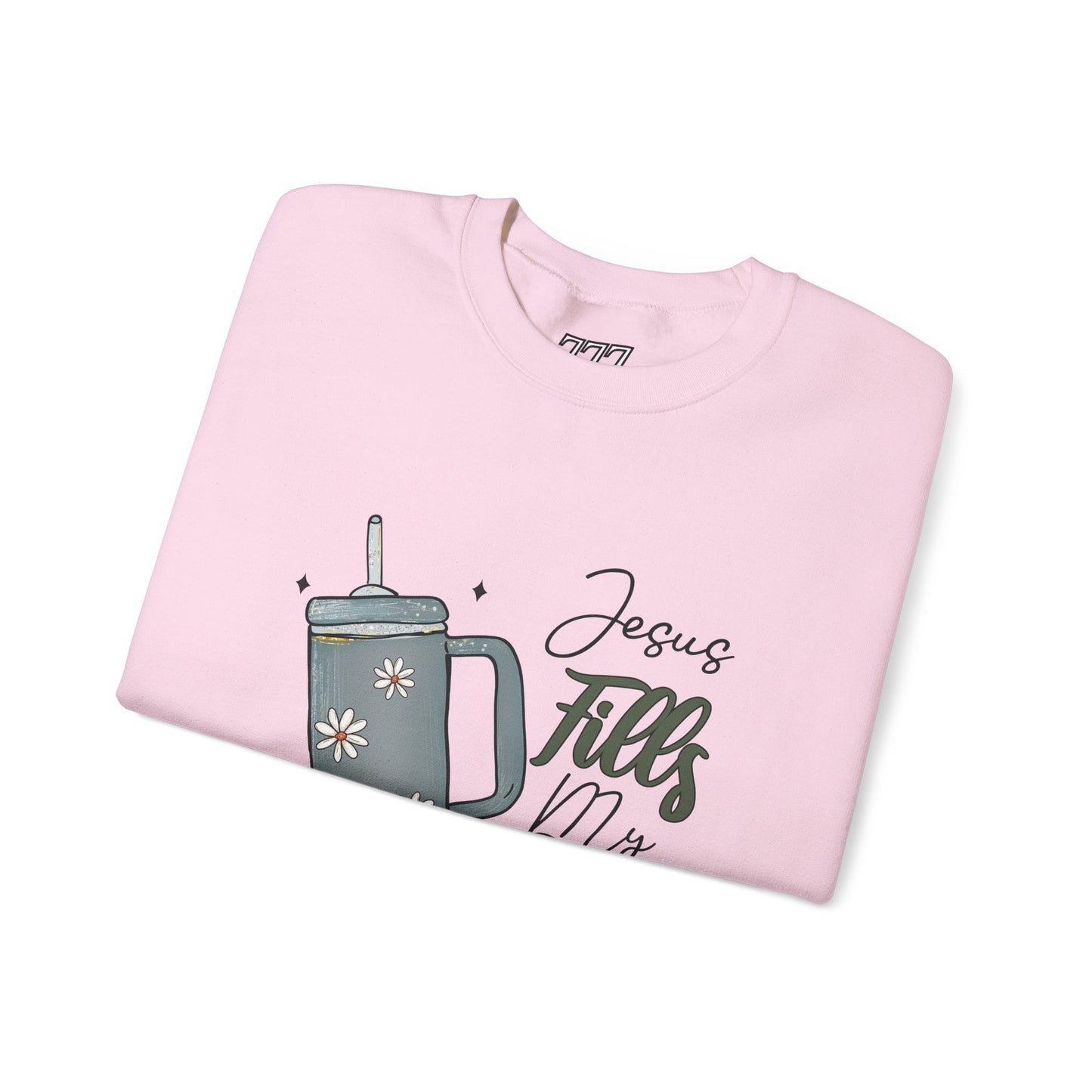 Jesus Fills My Cup Christian Sweatshirt – Faith Bible Verse Psalm 23:5 Inspirational Unisex Heavy Blend Crewneck