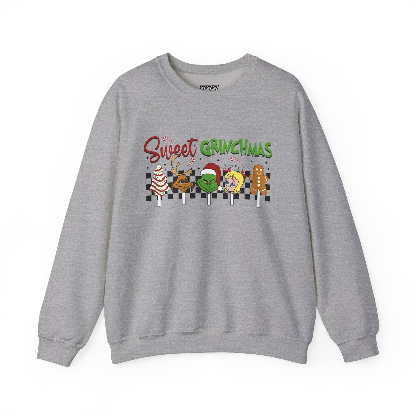 Sweet Grinchmas Candy Characters Funny Christmas Sweatshirt – Cute Holiday Treats Grinch-Inspired Unisex Heavy Blend Crewneck