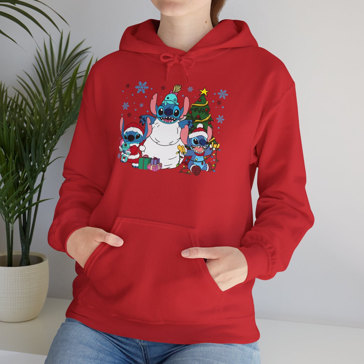 Stitch Christmas Vibes Hoodie – Cute Holiday Trio Unisex Heavy Blend Sweatshirt