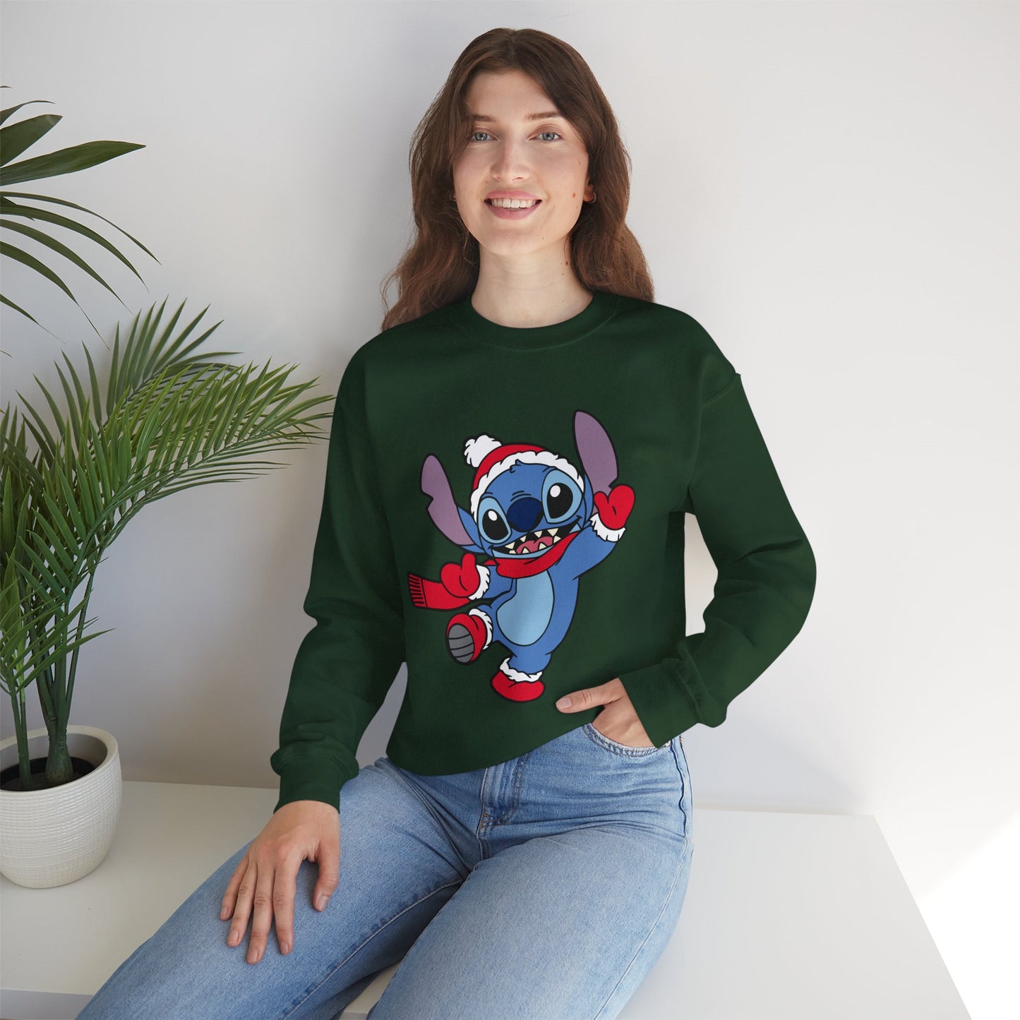 Festive Alien Christmas Crewneck – Cute Blue Alien Holiday Sweatshirt (Unisex)