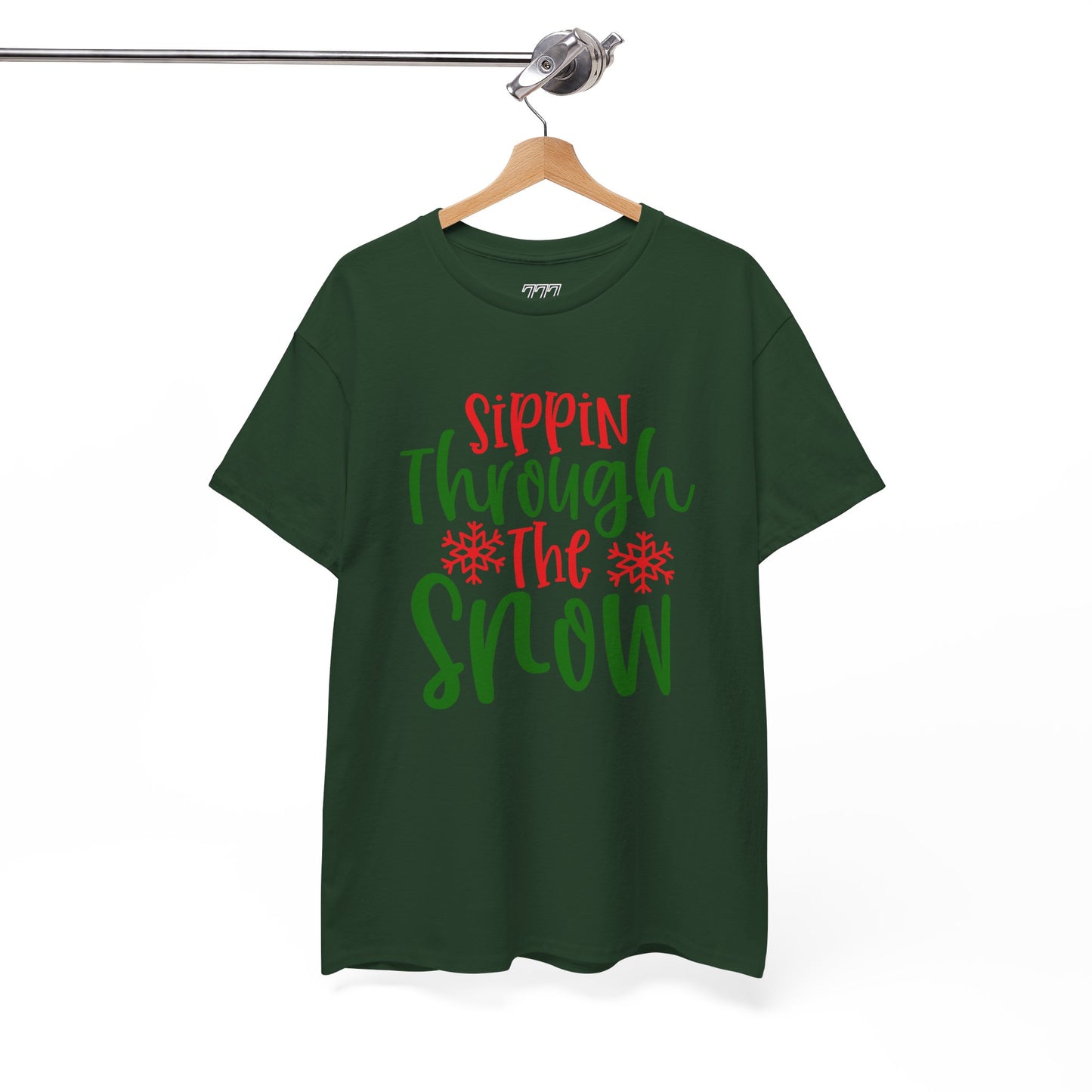 Sippin’ Through The Snow T-Shirt – Festive Holiday Beverage Unisex Heavy Cotton Tee