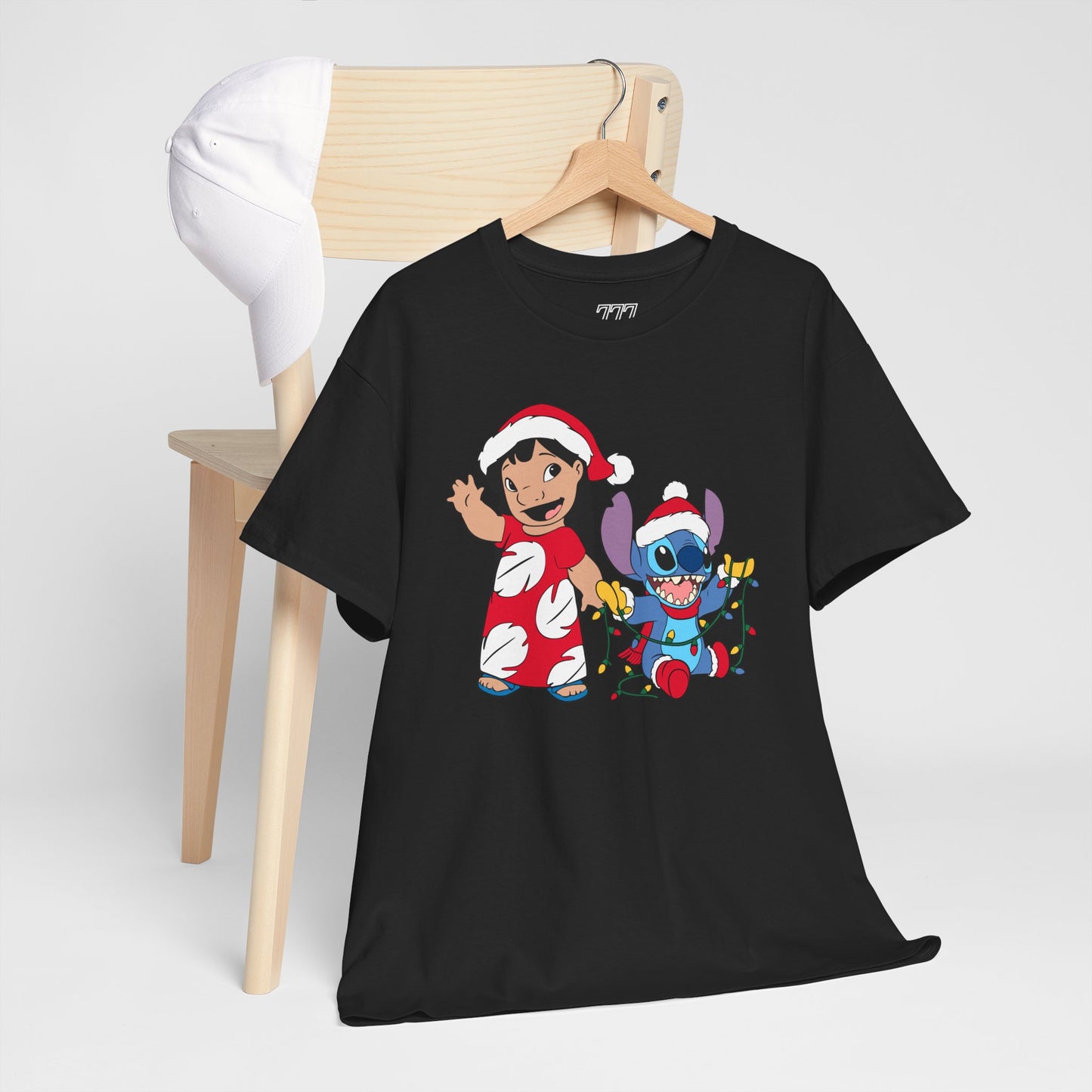 Island Holiday Duo T-Shirt – Festive Blue Alien & Girl Graphic Tee