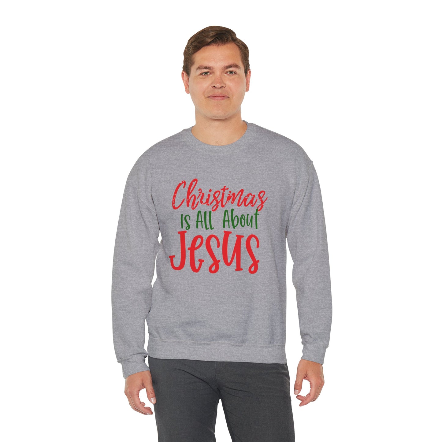 Christmas Is All About Jesus Sweatshirt – Christian Holiday Unisex Heavy Blend Crewneck