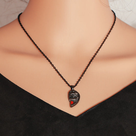Heart Shaped Skeleton Couples Necklace